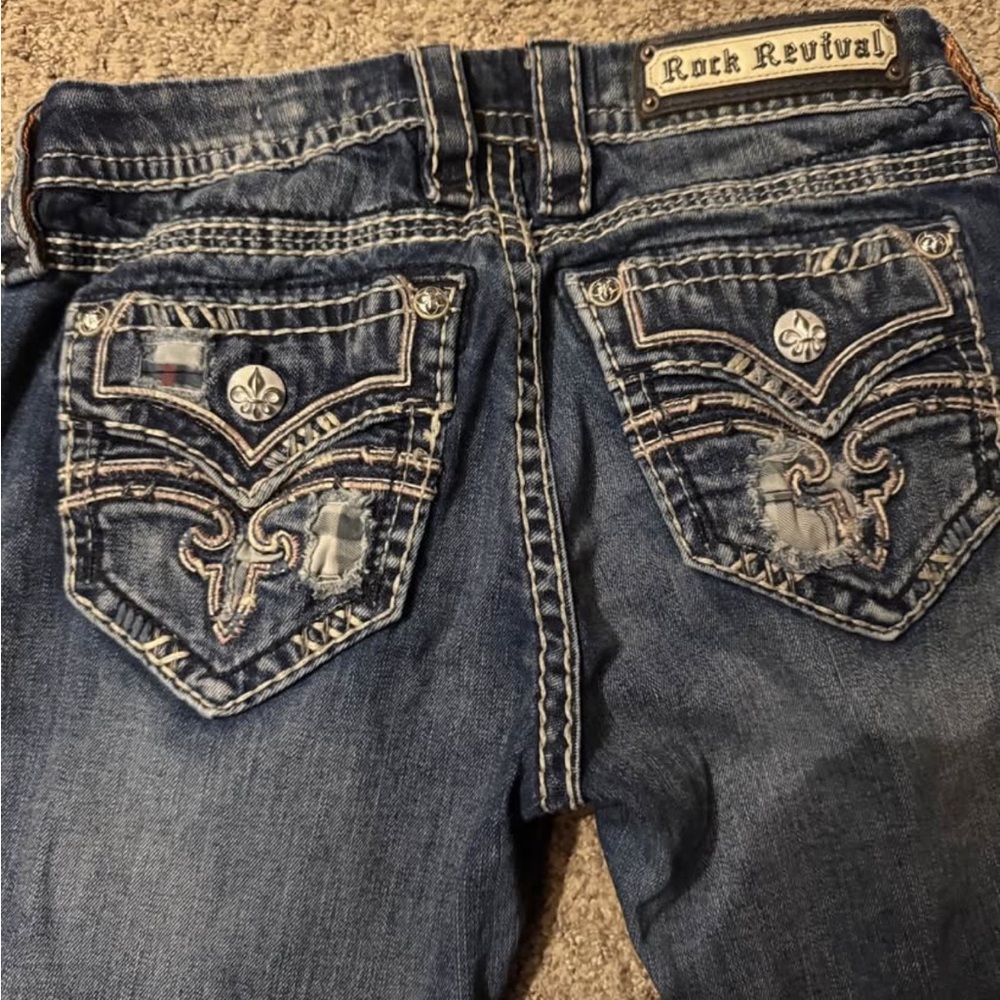 Rock Revival Women's Distressed Blue Jeans